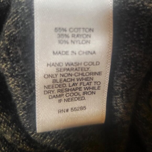 Express Olive Heather Hi-Lo, 3/4 Sleeved Sweater - Size L - Picture 6 of 9